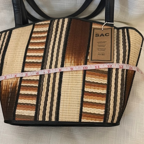Women's Black and Brown Striped Bag - Picture 8 of 9
